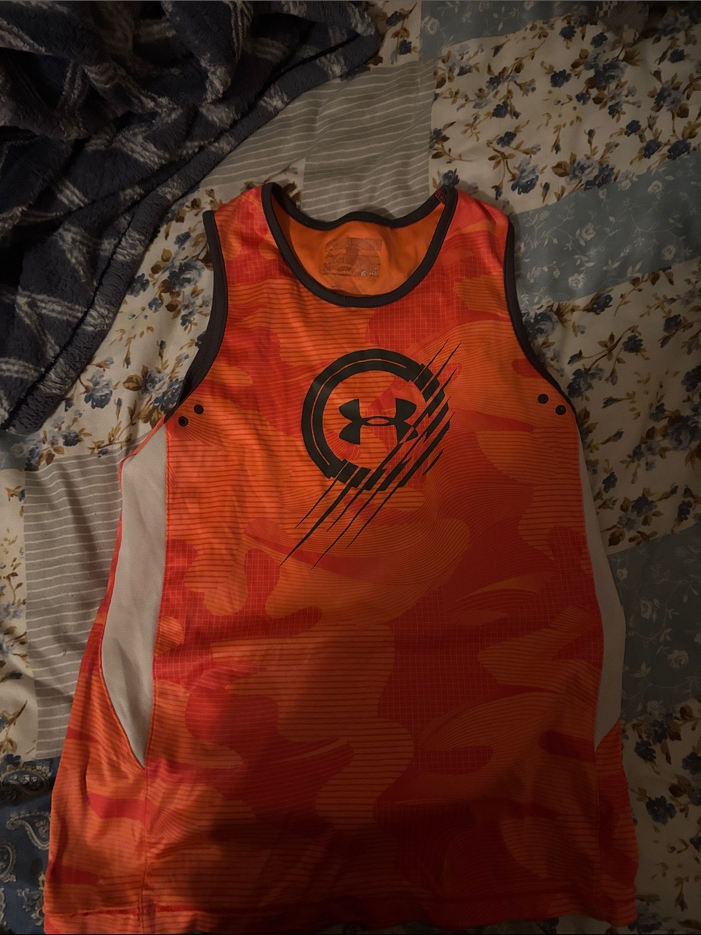 Under Armour Orange Camo Performance Tank with Black Logo